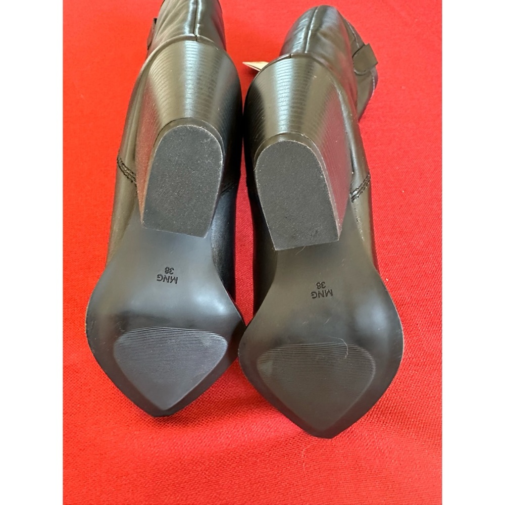 Mango Black Leather Western Knee-High Heeled Boots, NWT, 7.5 - Picture 8 of 13